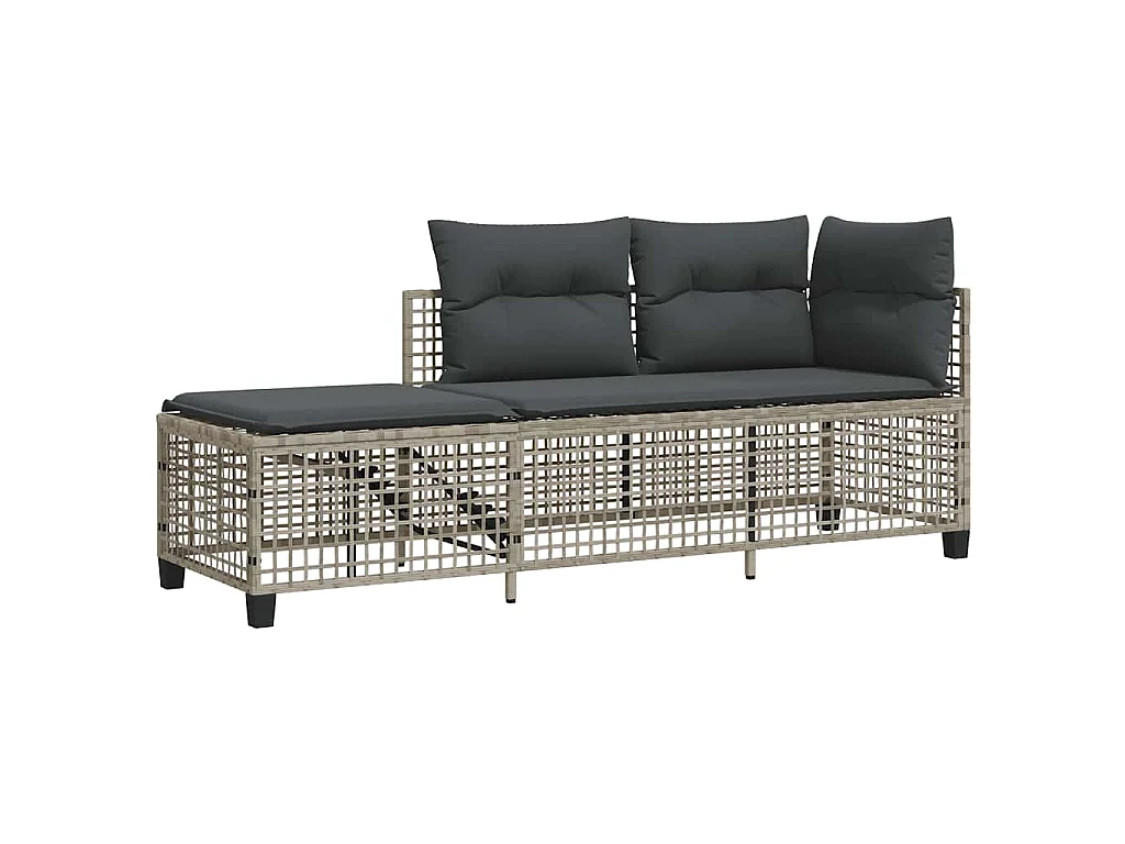 Divani da Giardino ad Angolo 3 pz Cuscini Grigio in Polyrattan