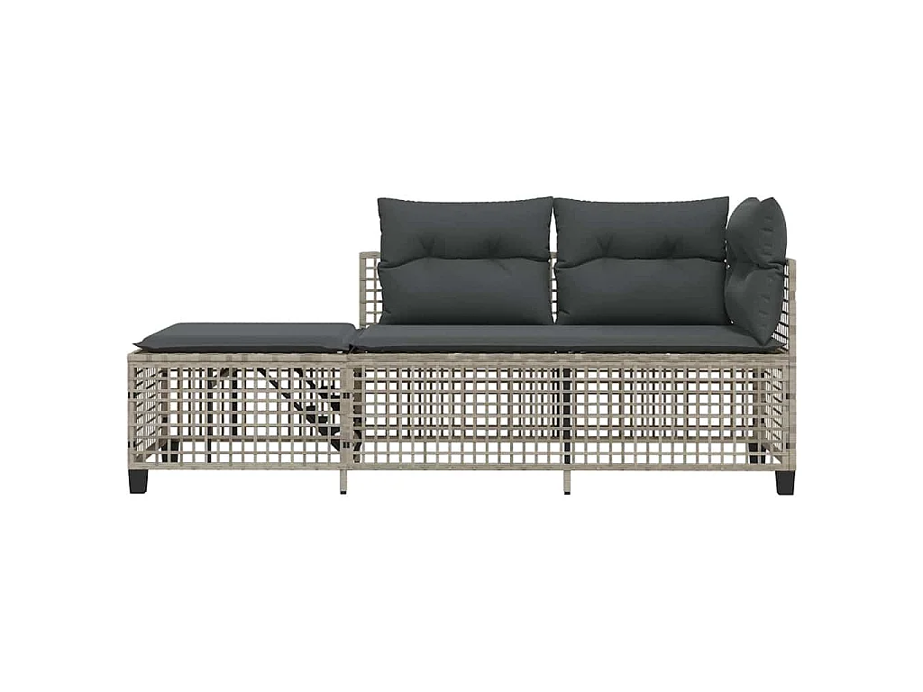 Divani da Giardino ad Angolo 3 pz Cuscini Grigio in Polyrattan