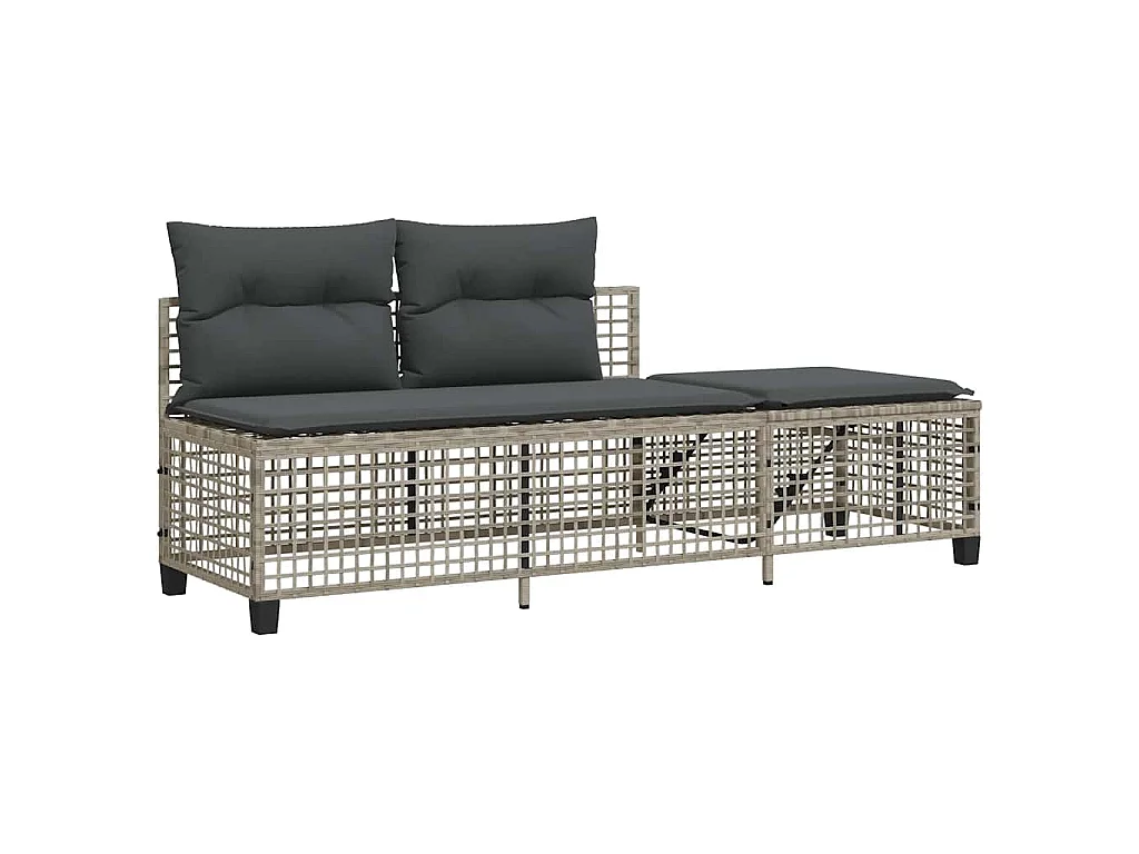 Divani da Giardino ad Angolo 3 pz Cuscini Grigio in Polyrattan