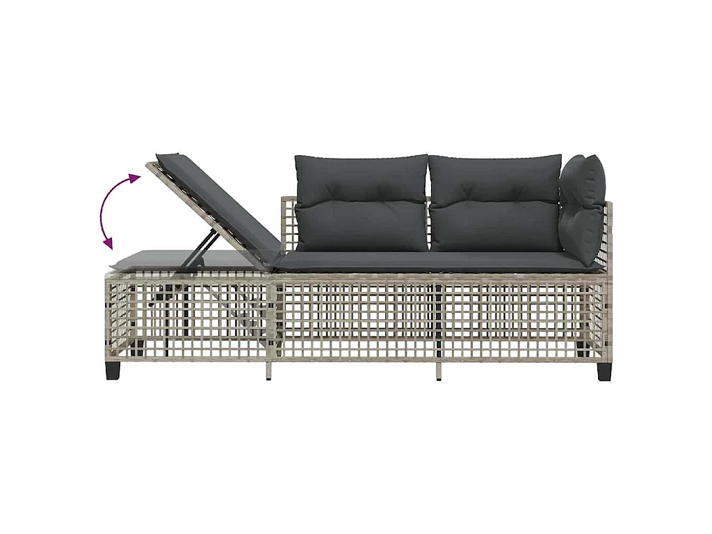 Divani da Giardino ad Angolo 3 pz Cuscini Grigio in Polyrattan