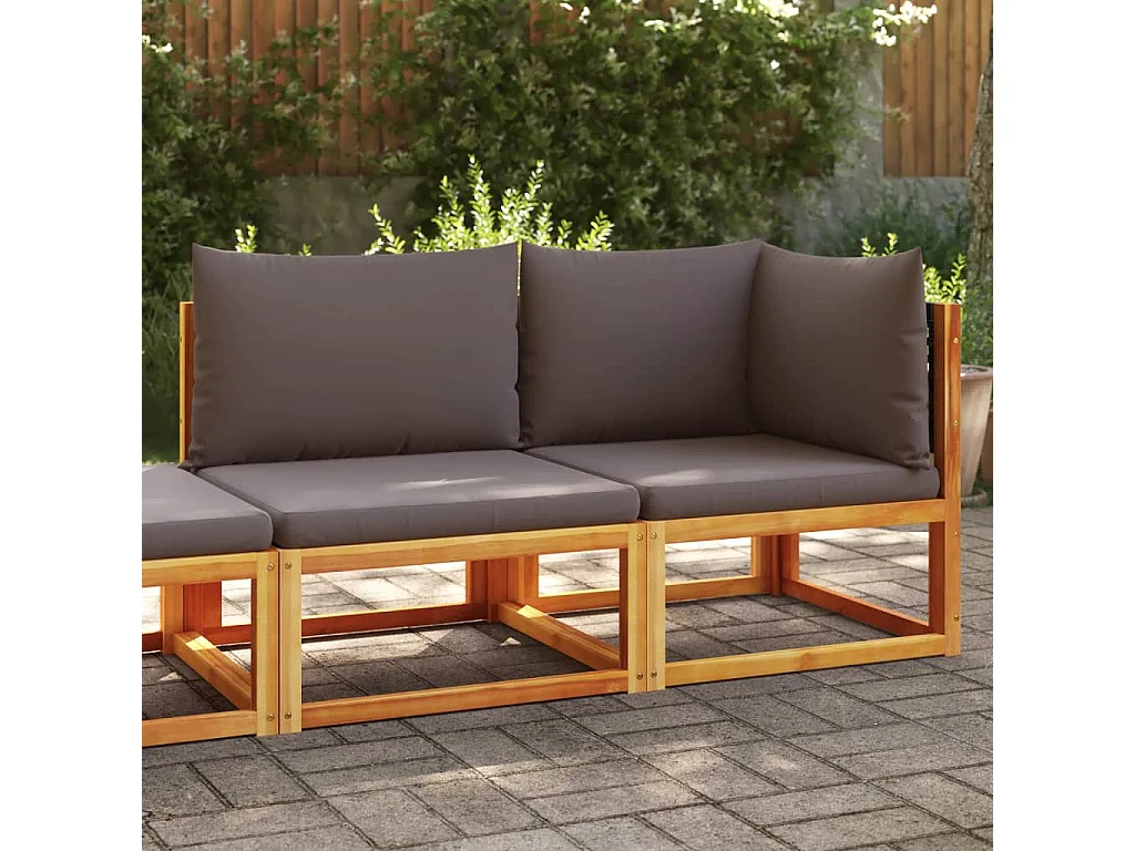 Canapé de jardin avec coussins 2 places Bois Acacia et rotin