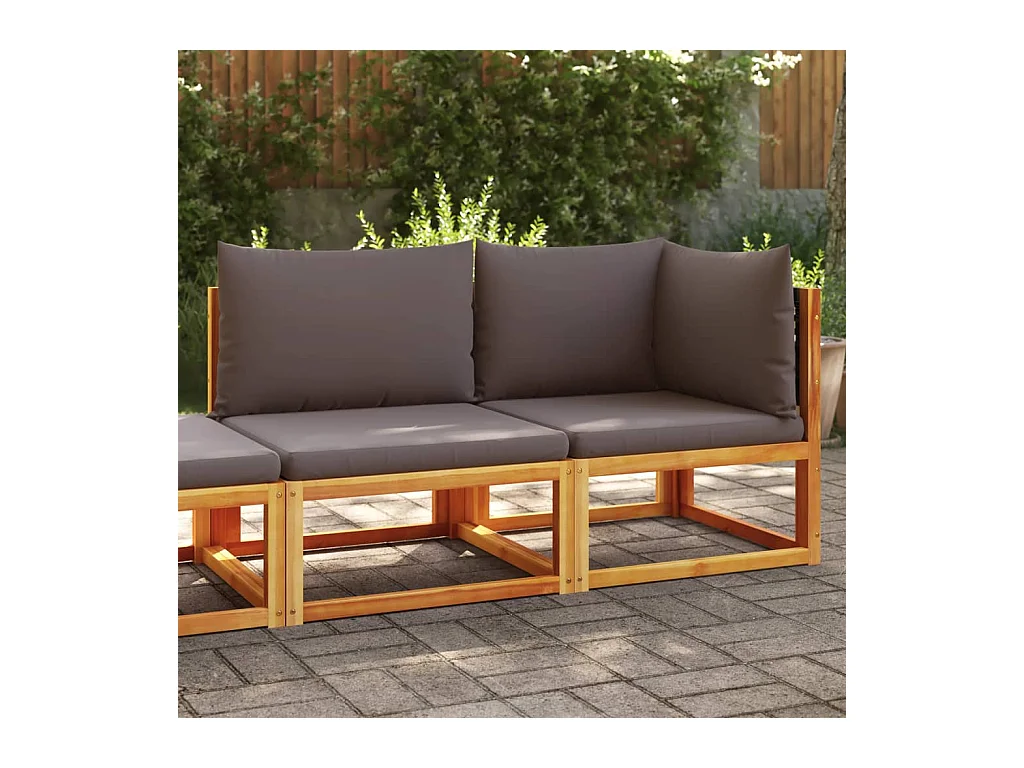 Gartensofa mit Kissen 2-Sitzer Holz Akazie & Rattan