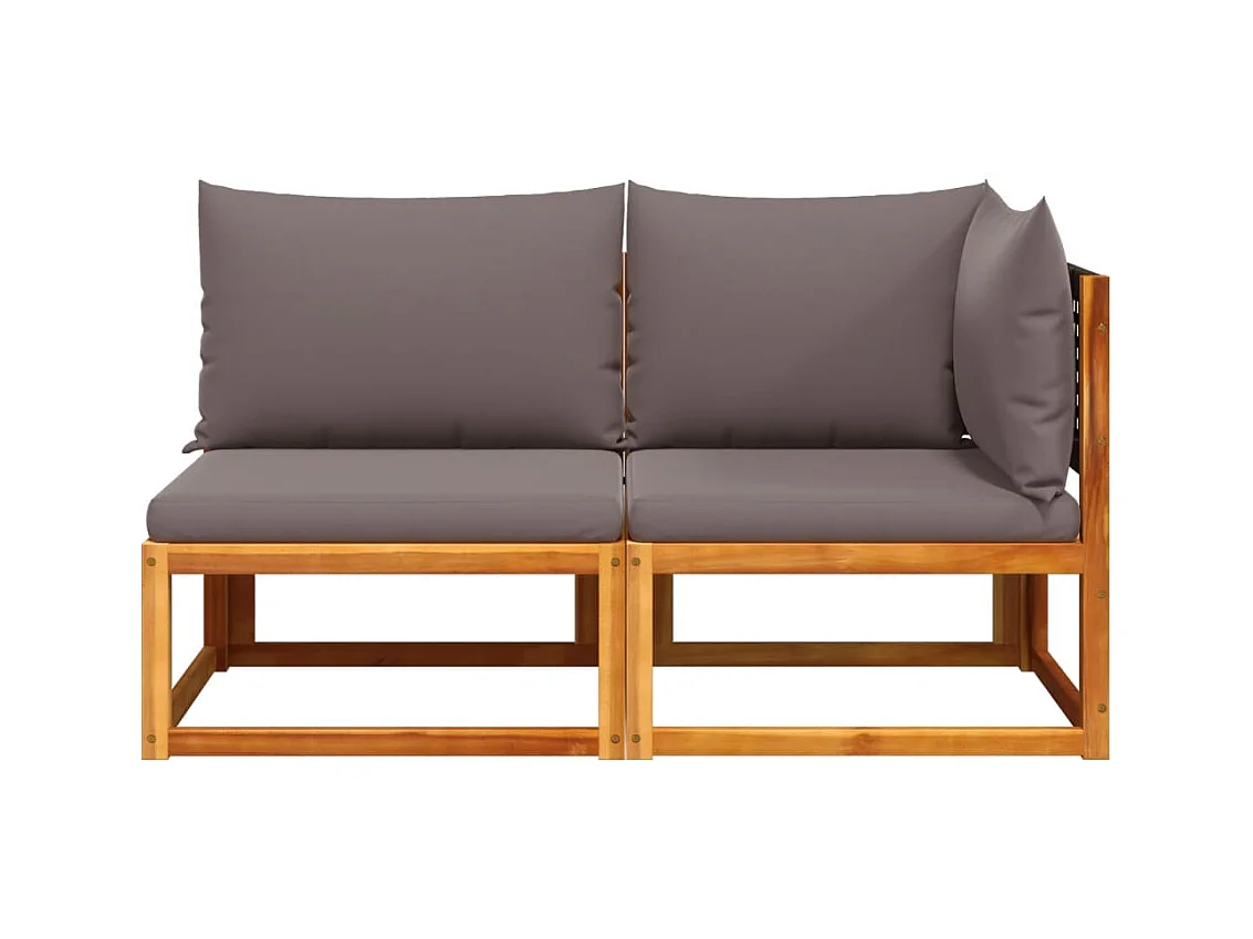 Canapé de jardin avec coussins 2 places Bois Acacia et rotin