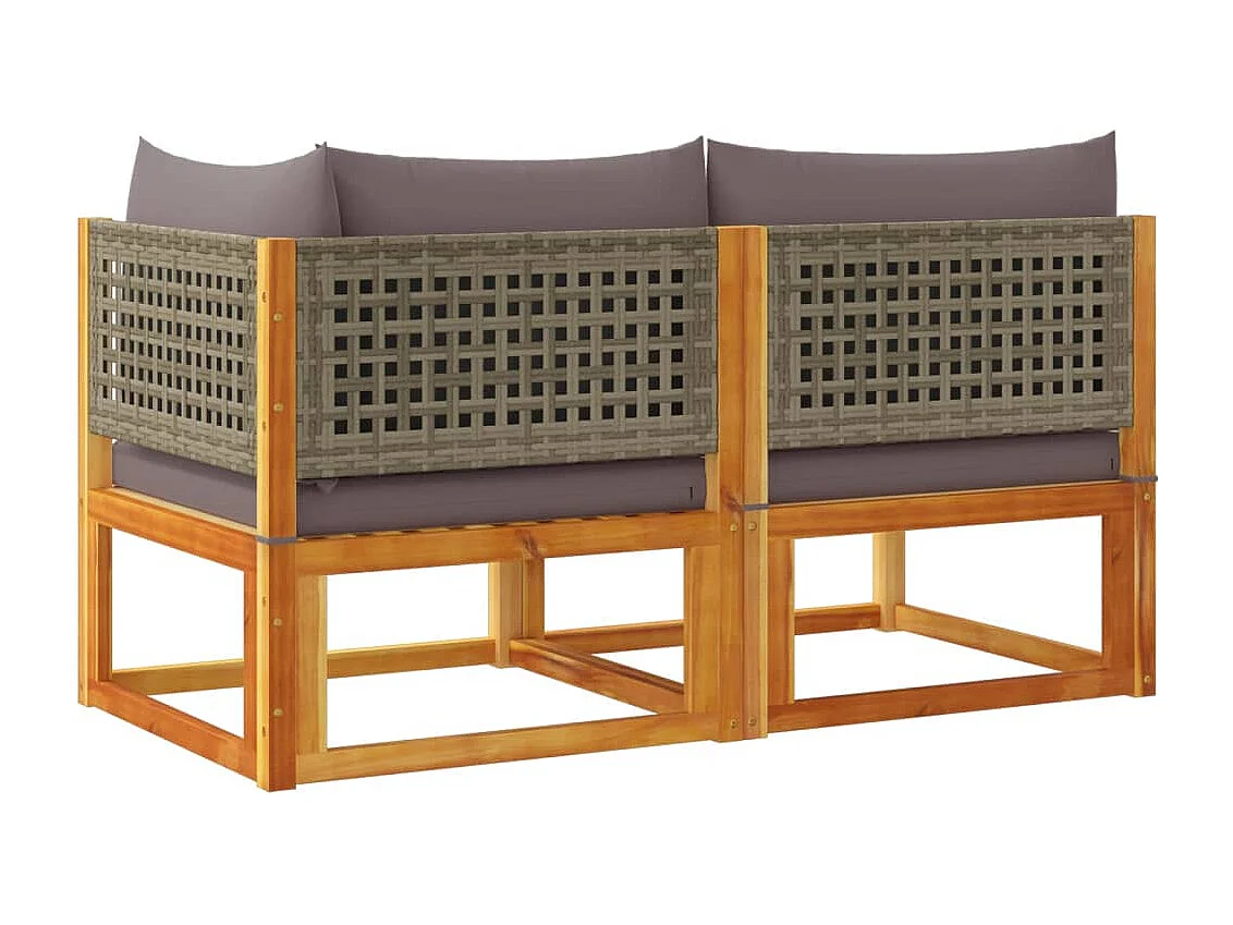 Canapé de jardin avec coussins 2 places Bois Acacia et rotin