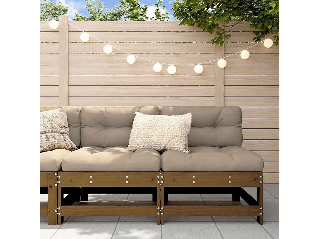 Canapés centraux avec coussins 2 pcs marron miel