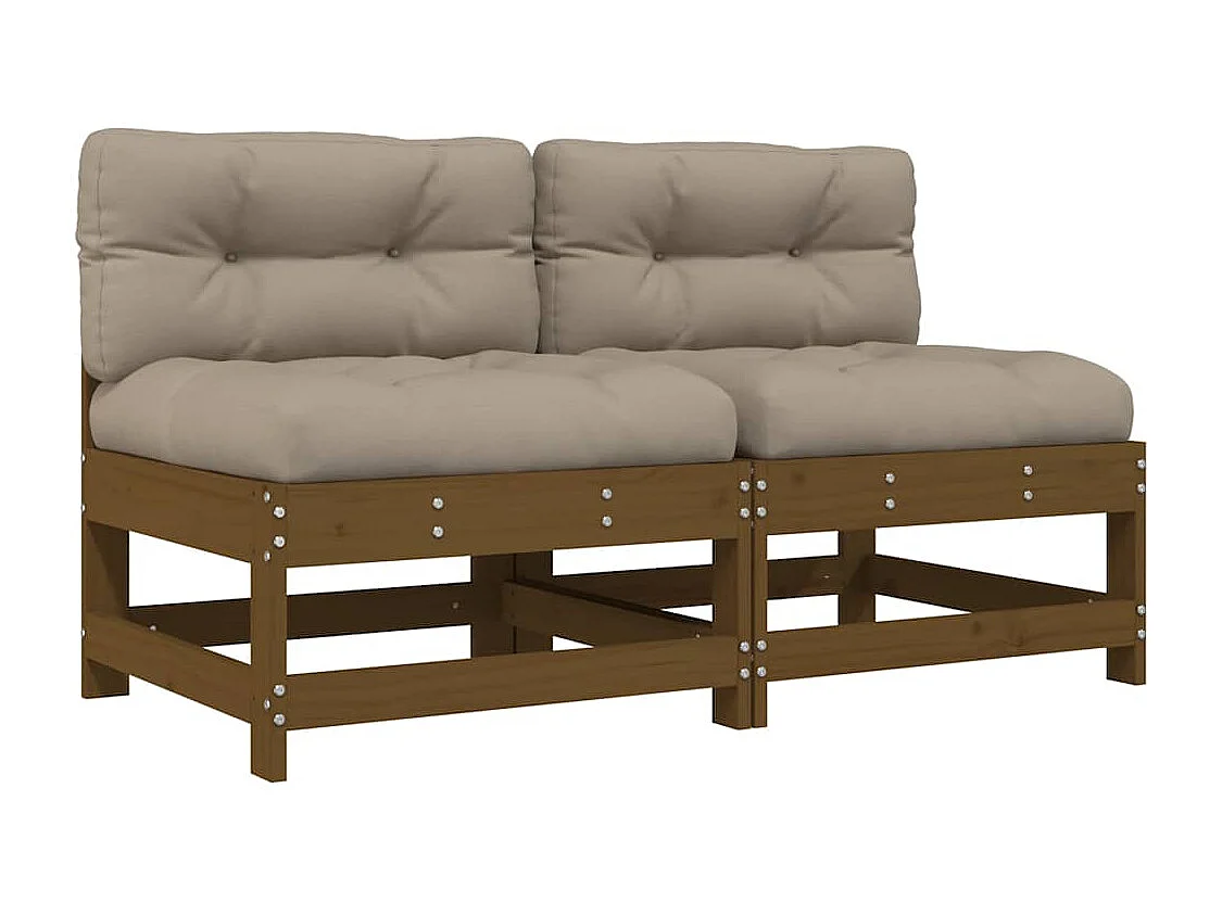 Canapés centraux avec coussins 2 pcs marron miel