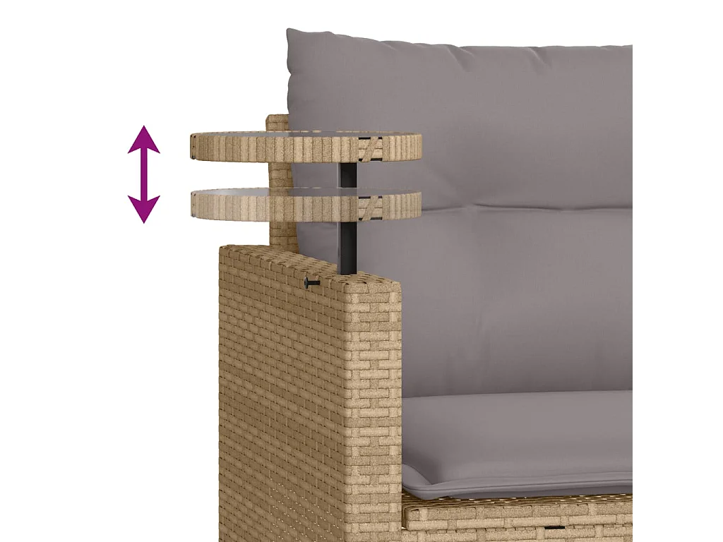3-tlg. Garten-Sofagarnitur mit Kissen Beige Poly Rattan