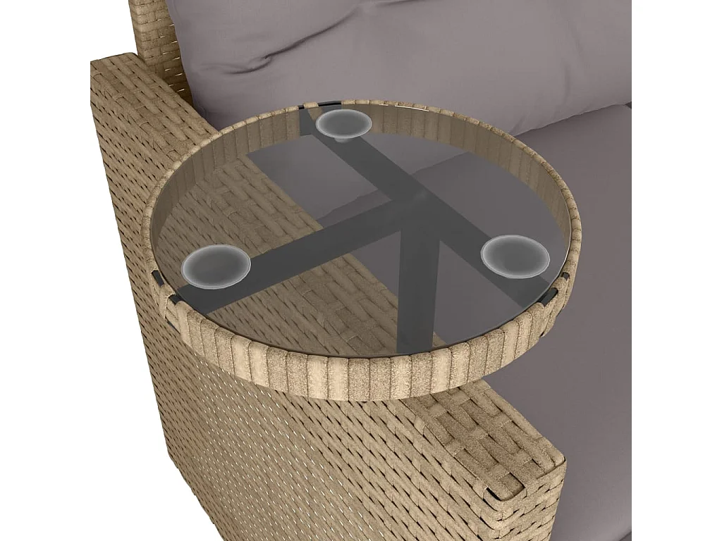 3-tlg. Garten-Sofagarnitur mit Kissen Beige Poly Rattan