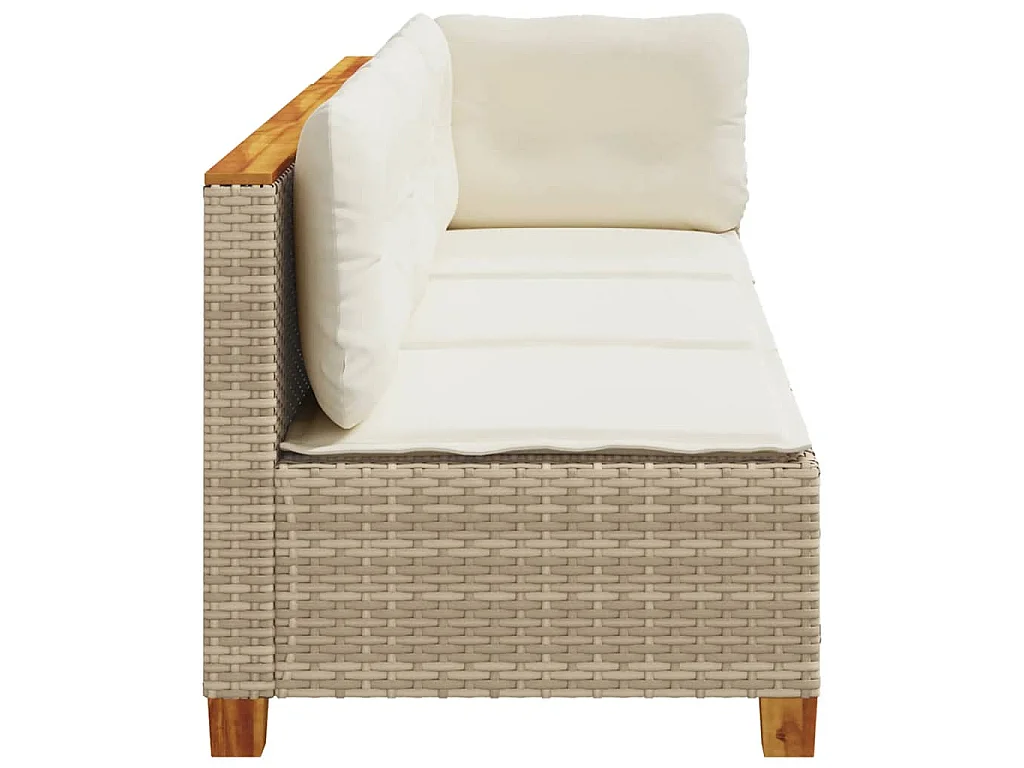 Tuinbank 3-zits met kussens poly rattan beige