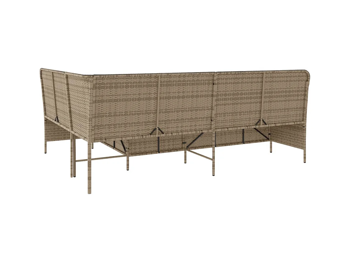 Canapé de jardin avec coussins forme de L beige résine tressée