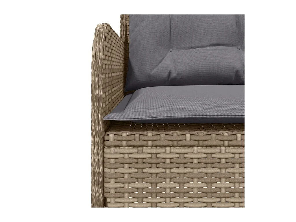 Canapé de jardin avec coussins forme de L beige résine tressée