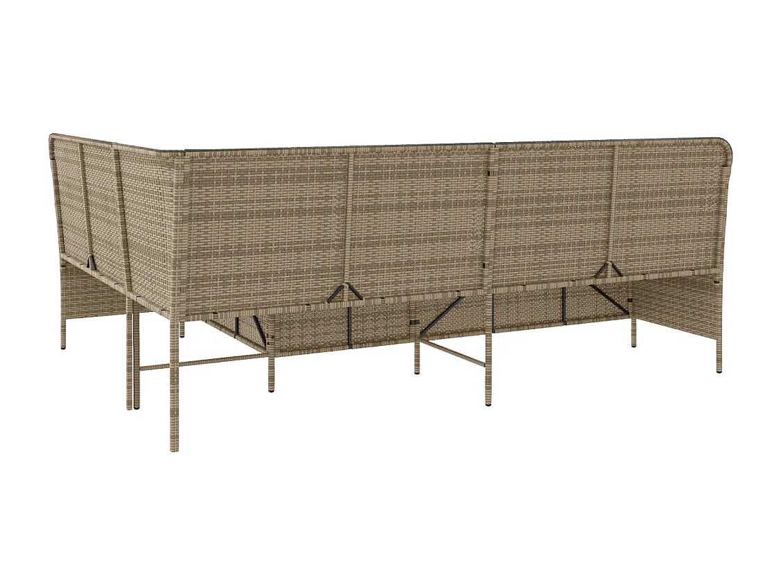 Sofá de jardín en forma de L con cojines ratán sintético beige