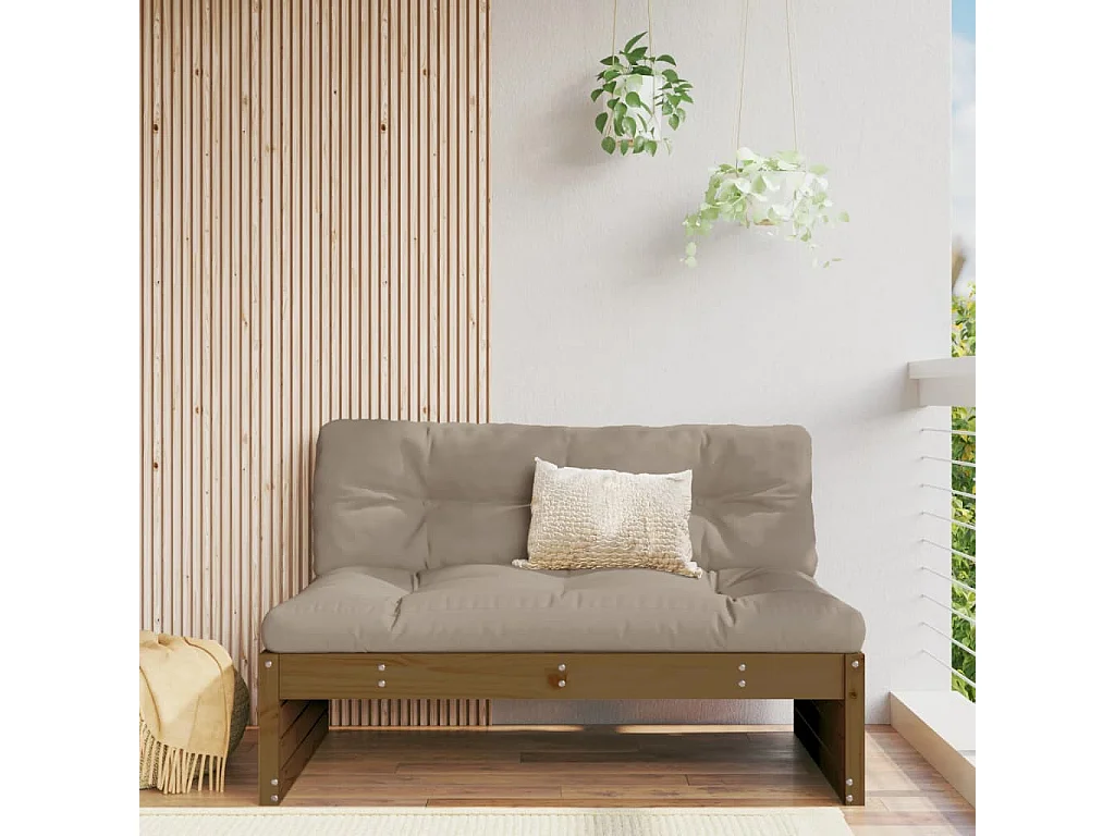 Sofá central de jardín madera maciza pino marrón miel 120x80 cm