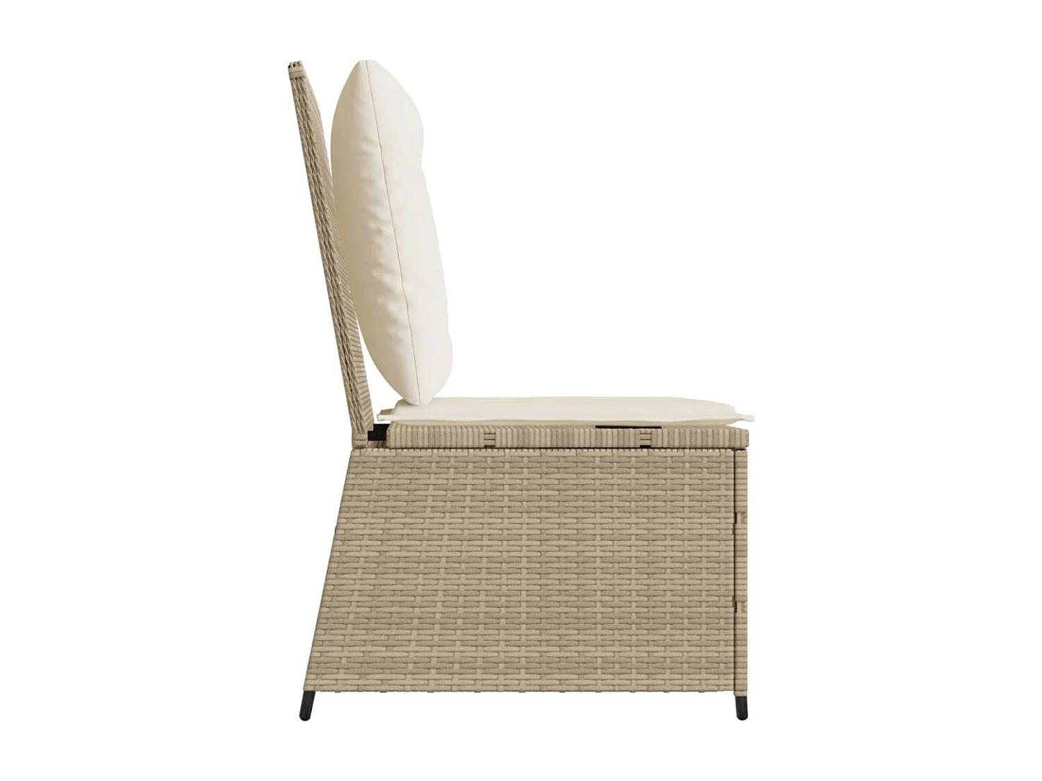 Canapé inclinable de jardin avec coussins beige résine tressée