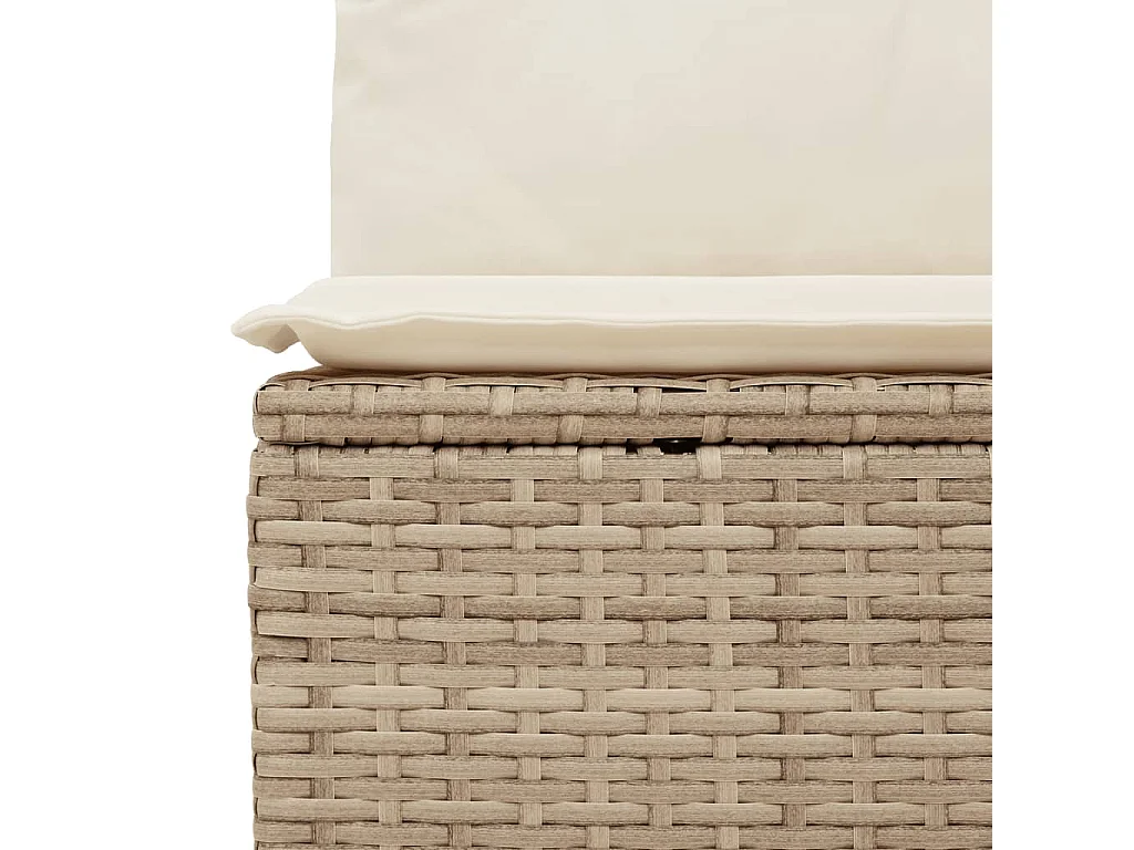 Canapé inclinable de jardin avec coussins beige résine tressée