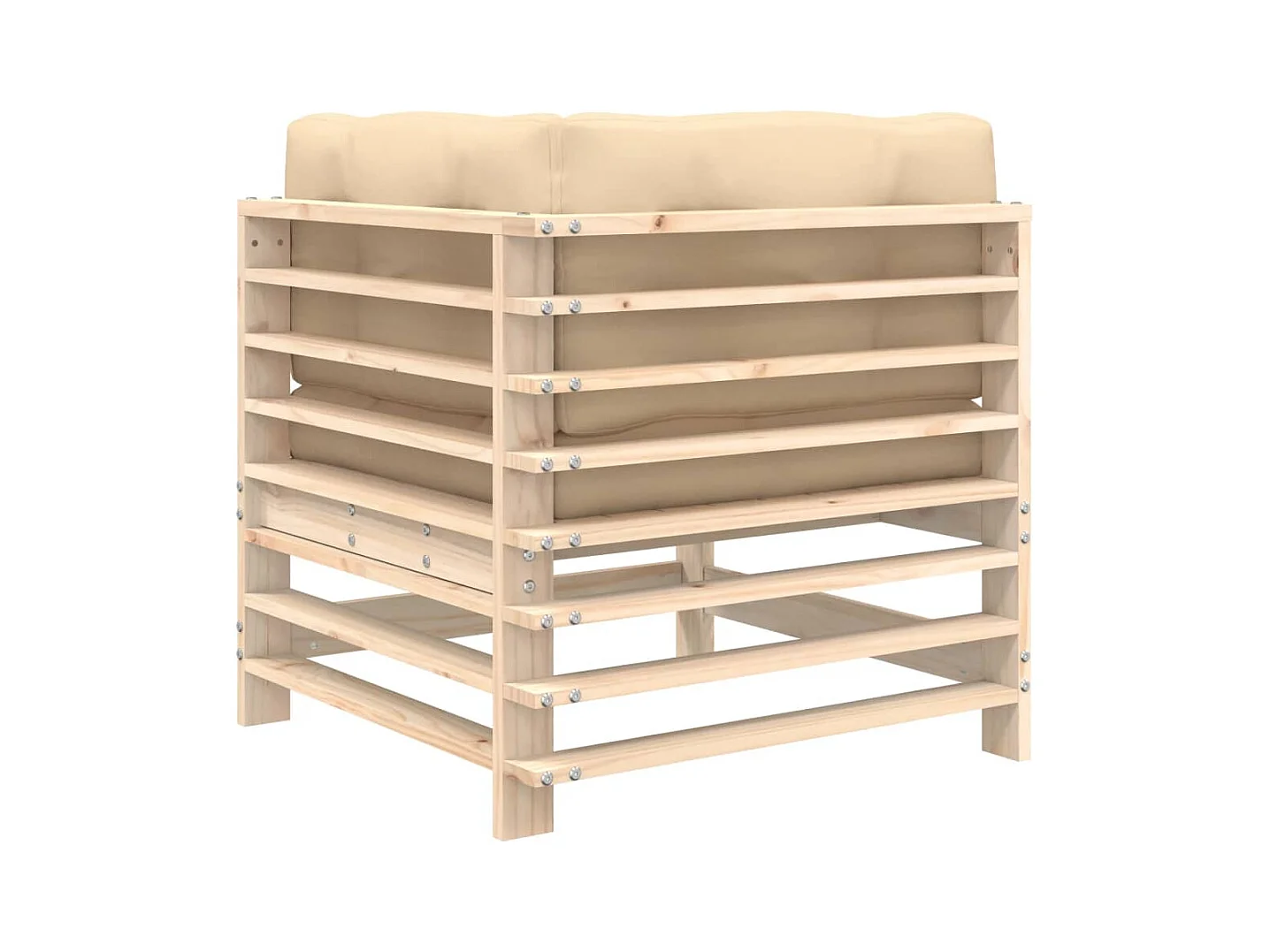 Canapé d'angle avec coussins bois de pin solide