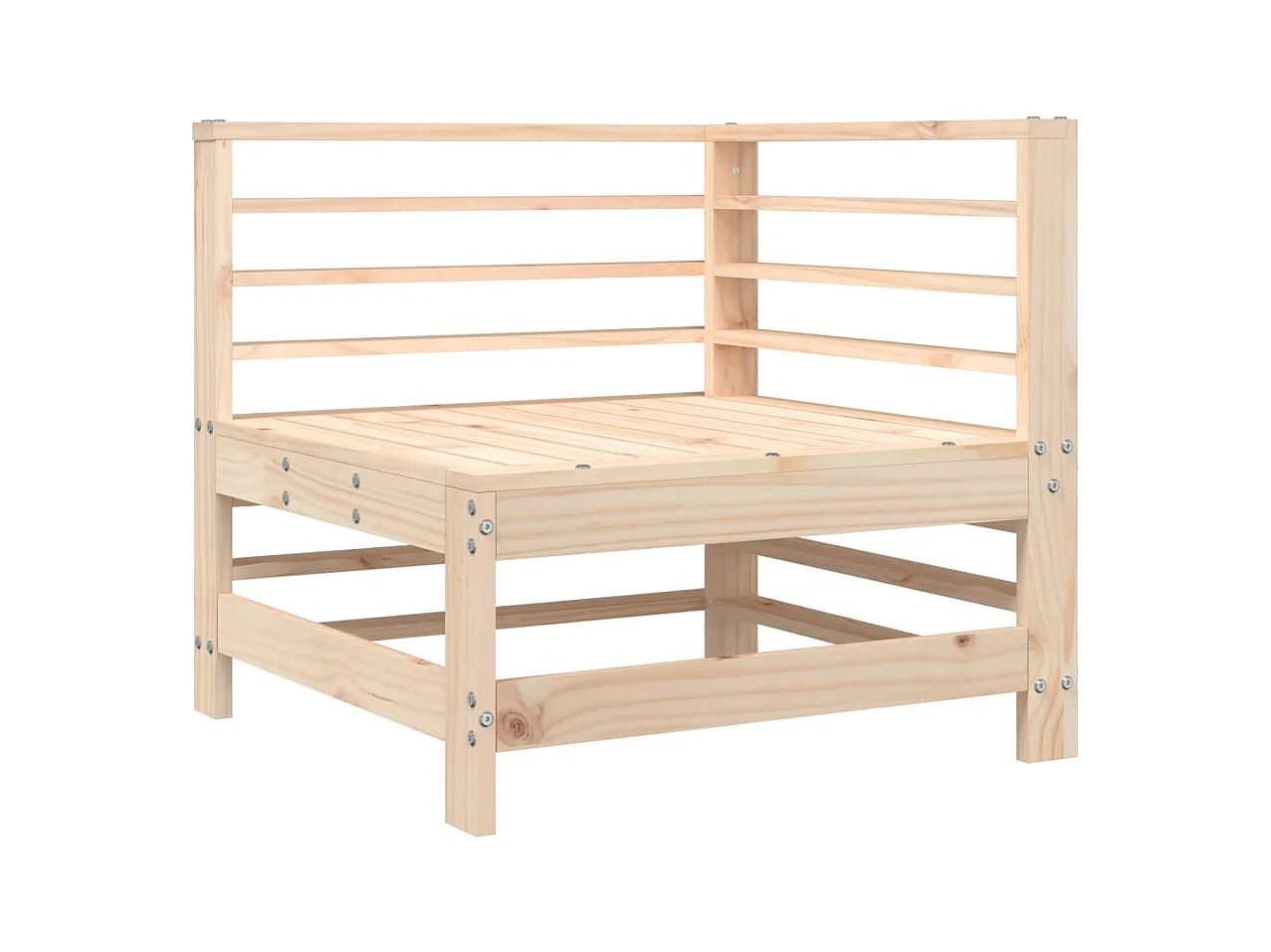 Canapé d'angle avec coussins bois de pin solide