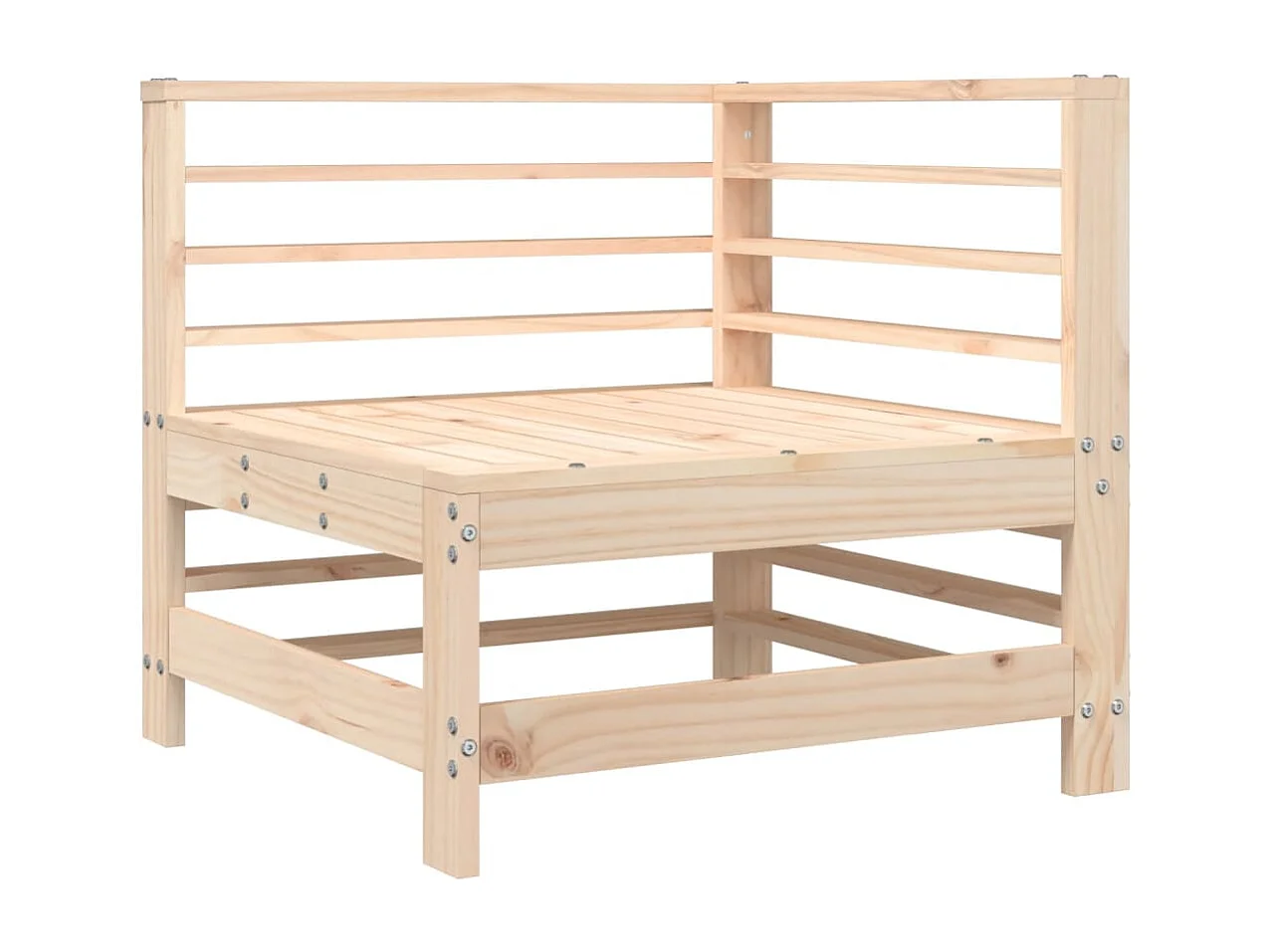 Canapé d'angle avec coussins bois de pin solide