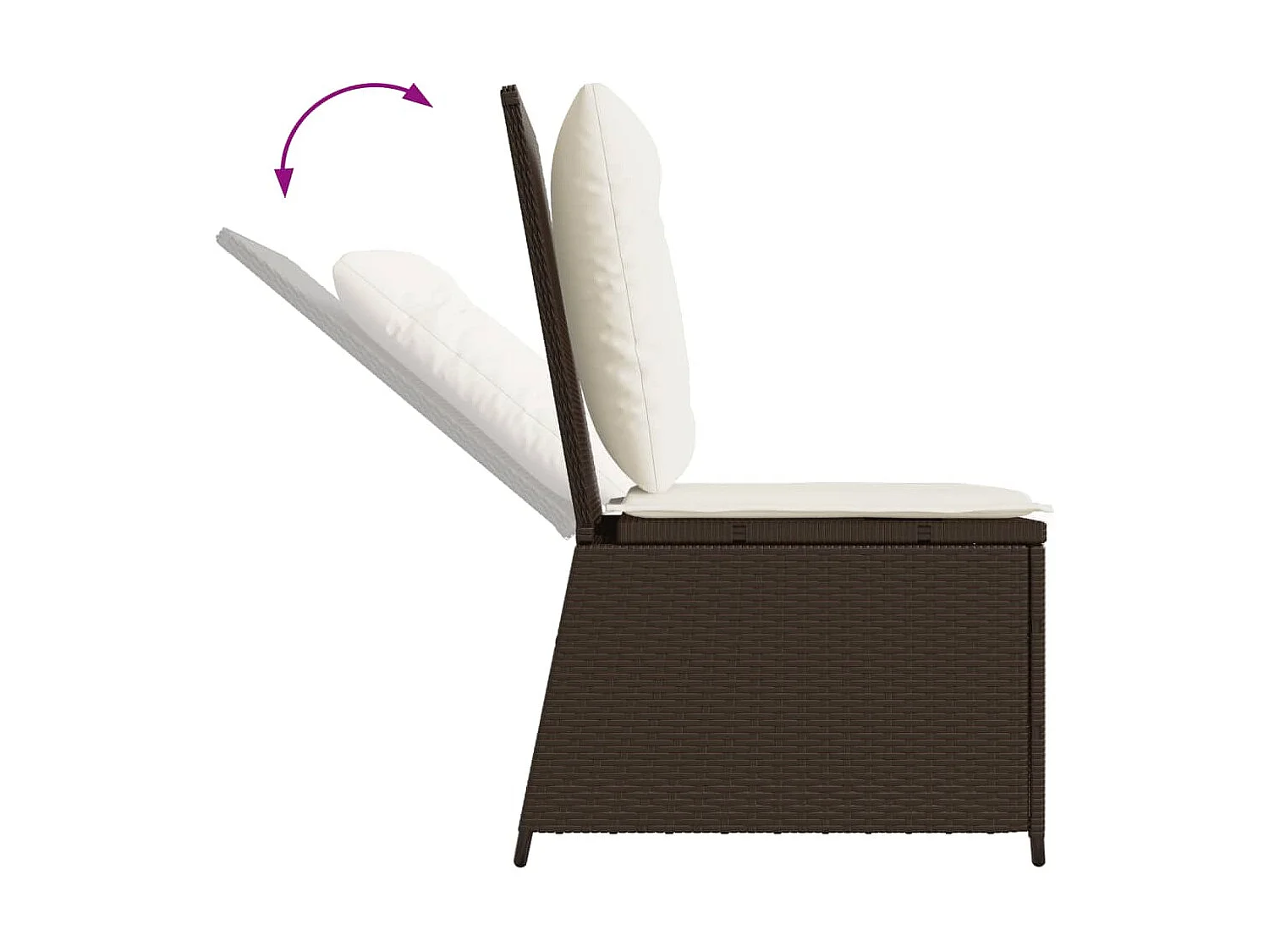 Canapé inclinable de jardin avec coussins marron résine tressée