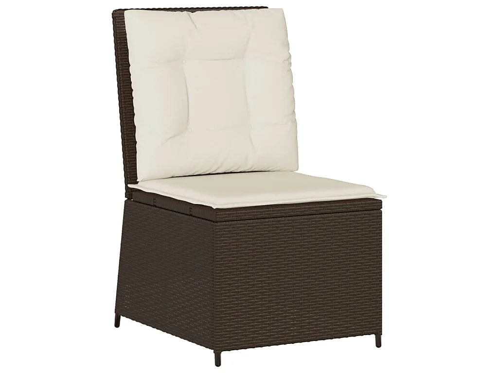 Canapé inclinable de jardin avec coussins marron résine tressée