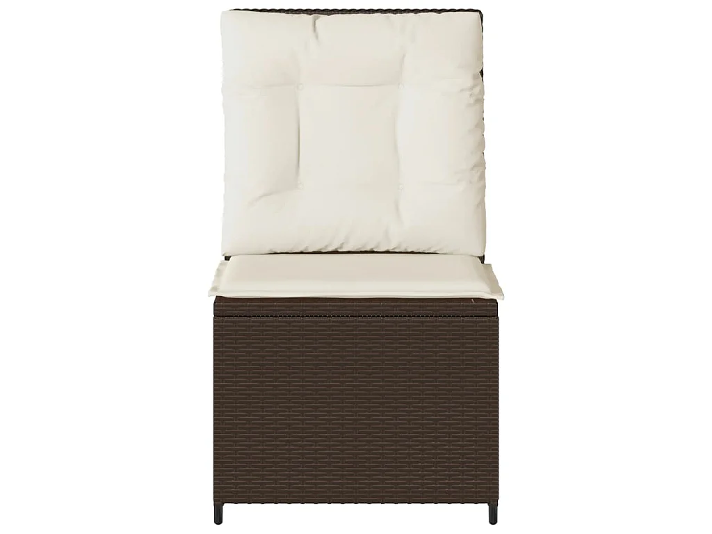 Gartensessel mit Liegefunktion und Kissen Braun Poly Rattan