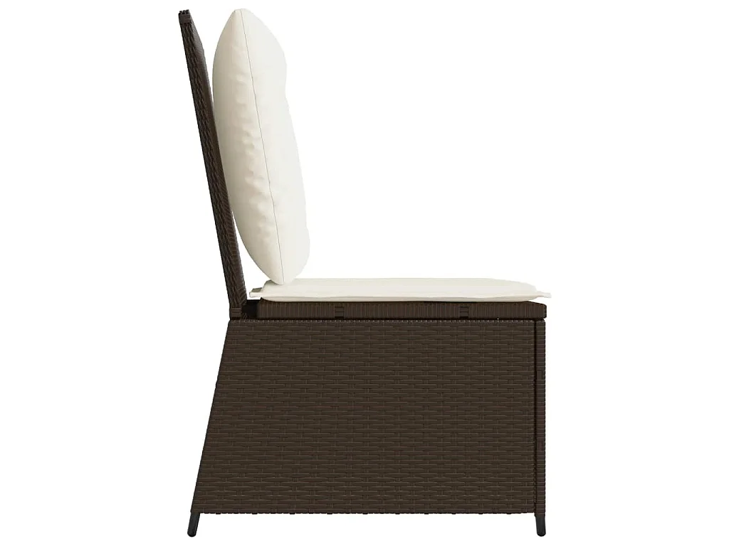 Gartensessel mit Liegefunktion und Kissen Braun Poly Rattan