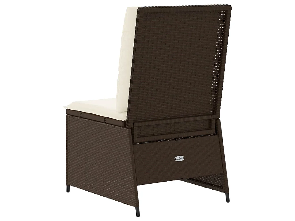 Gartensessel mit Liegefunktion und Kissen Braun Poly Rattan