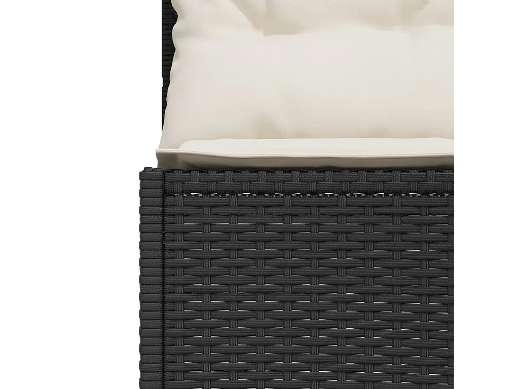 Gartensofa mit Tisch und Kissen Halbrund Schwarz Poly-Rattan