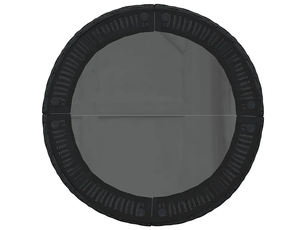 Canapé de jardin table coussins demi-rond noir résine tressée