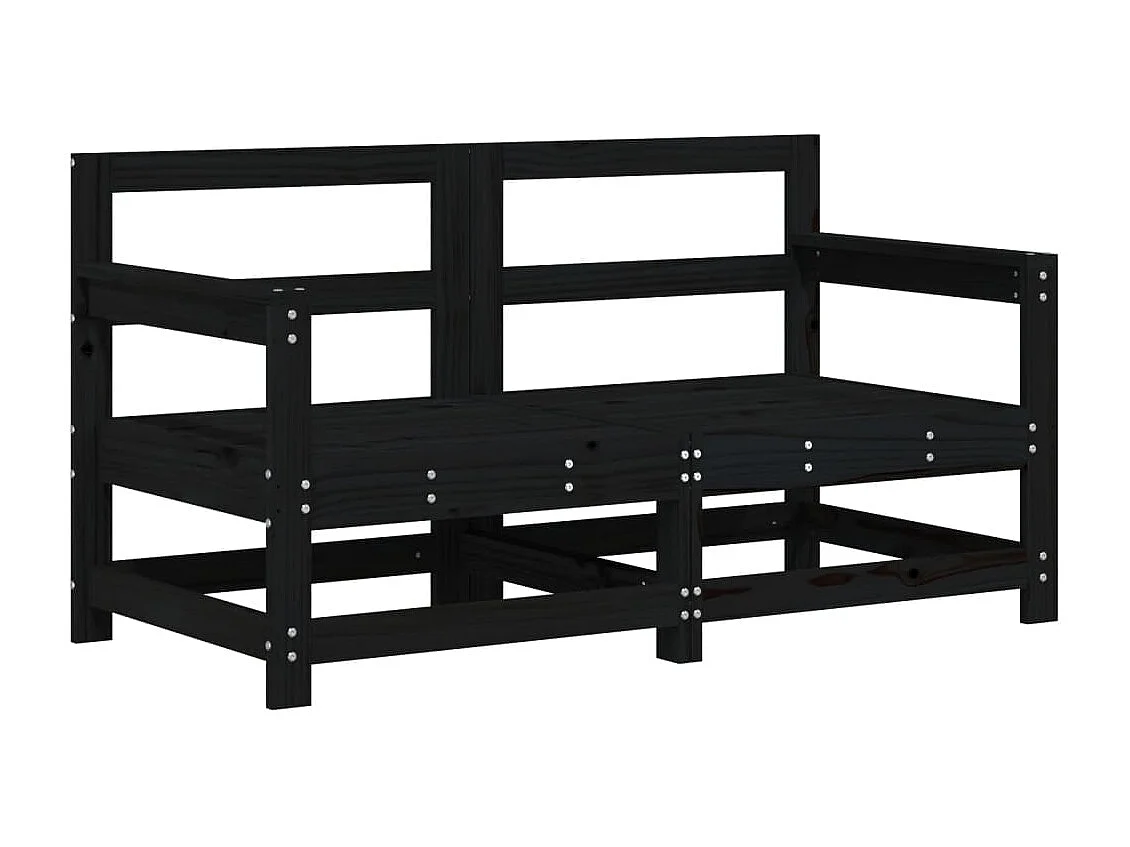 Garten-Ecksofas 2 Stk. Schwarz Massivholz Kiefer
