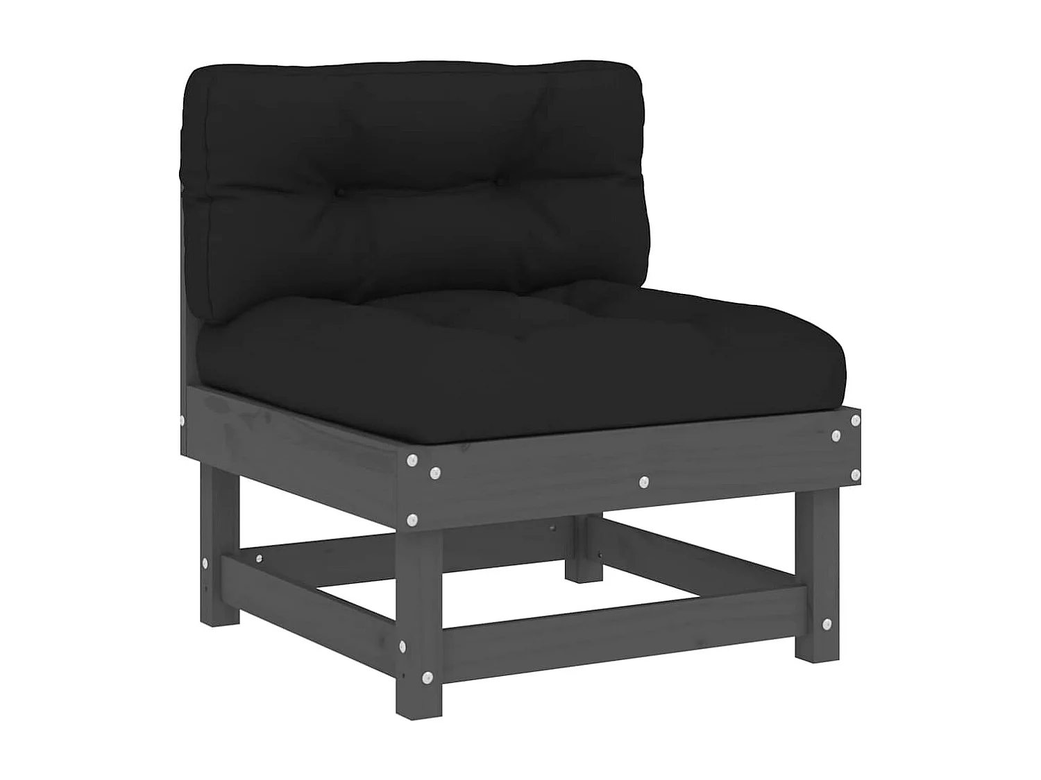 Divani Centrali con Cuscini 2 pz Legno Massello di Pino Grigio