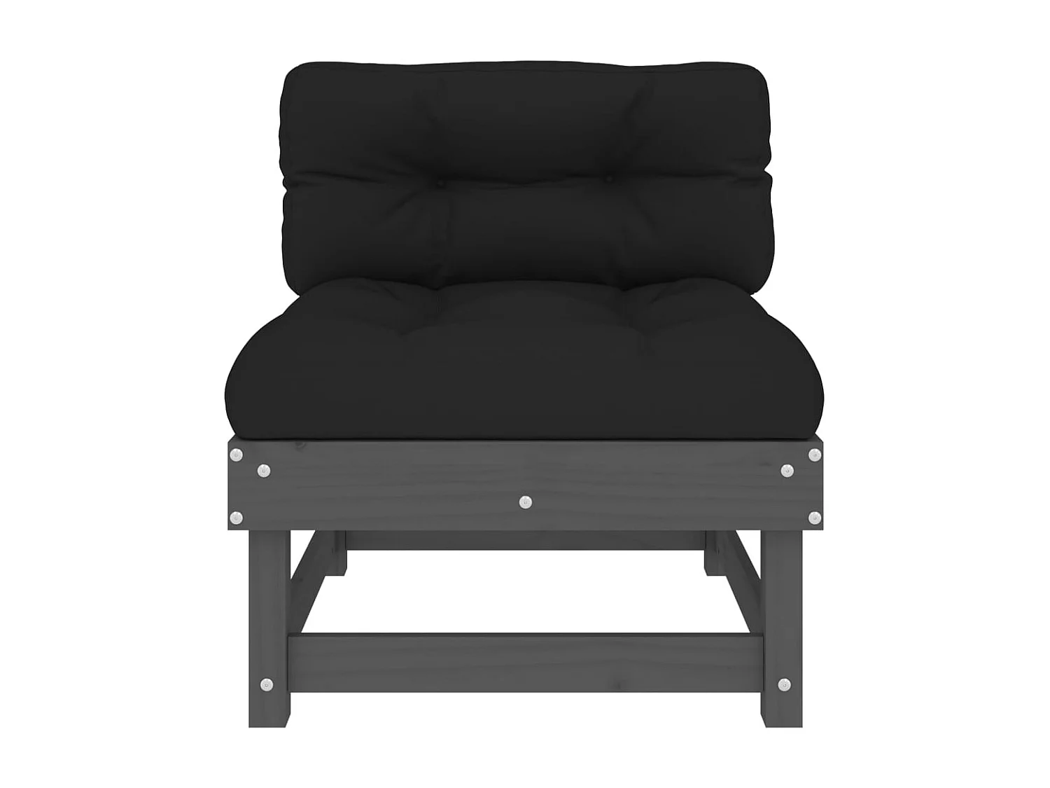 Canapés centraux avec coussins 2 pcs gris bois de pin massif