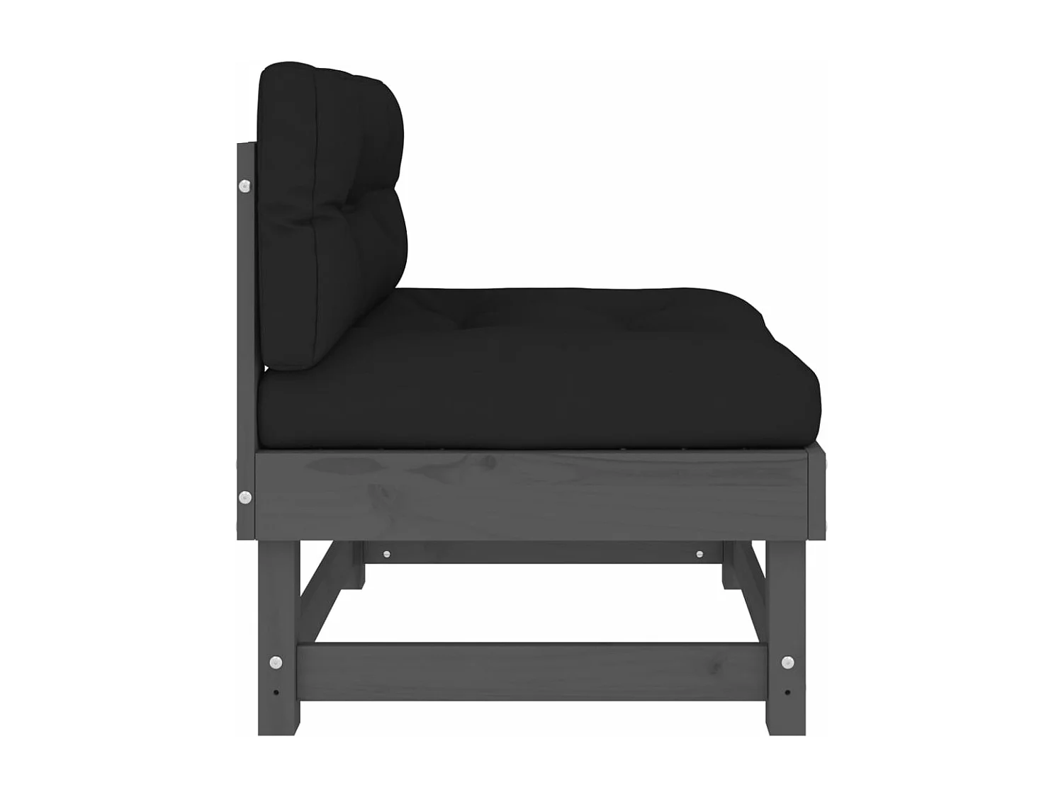 Canapés centraux avec coussins 2 pcs gris bois de pin massif