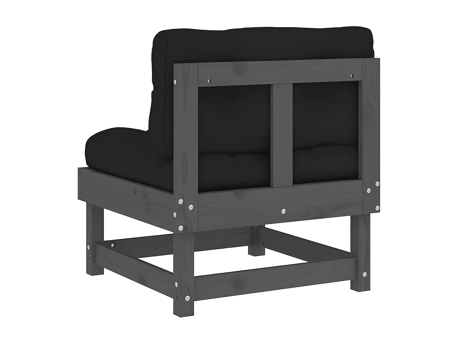 Canapés centraux avec coussins 2 pcs gris bois de pin massif