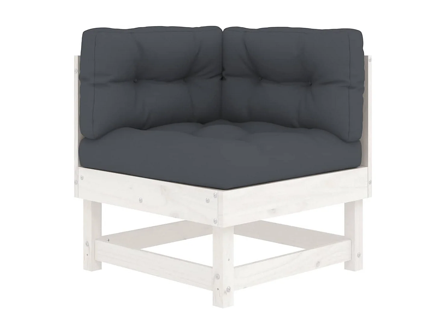 Ecksofas mit Kissen 2 Stk. Weiß Massivholz Kiefer