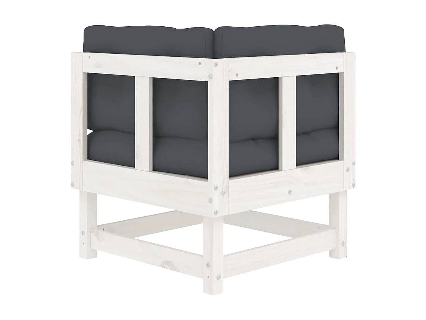 Ecksofas mit Kissen 2 Stk. Weiß Massivholz Kiefer