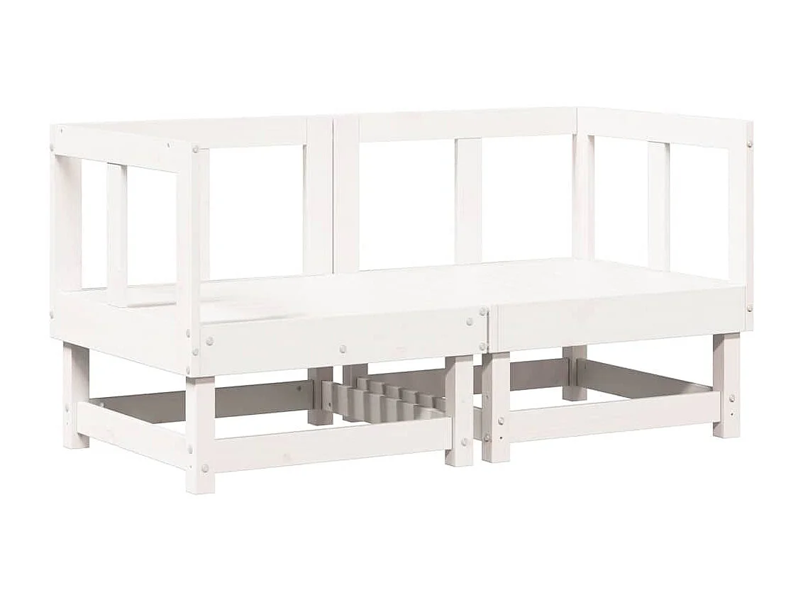 Ecksofas mit Kissen 2 Stk. Weiß Massivholz Kiefer