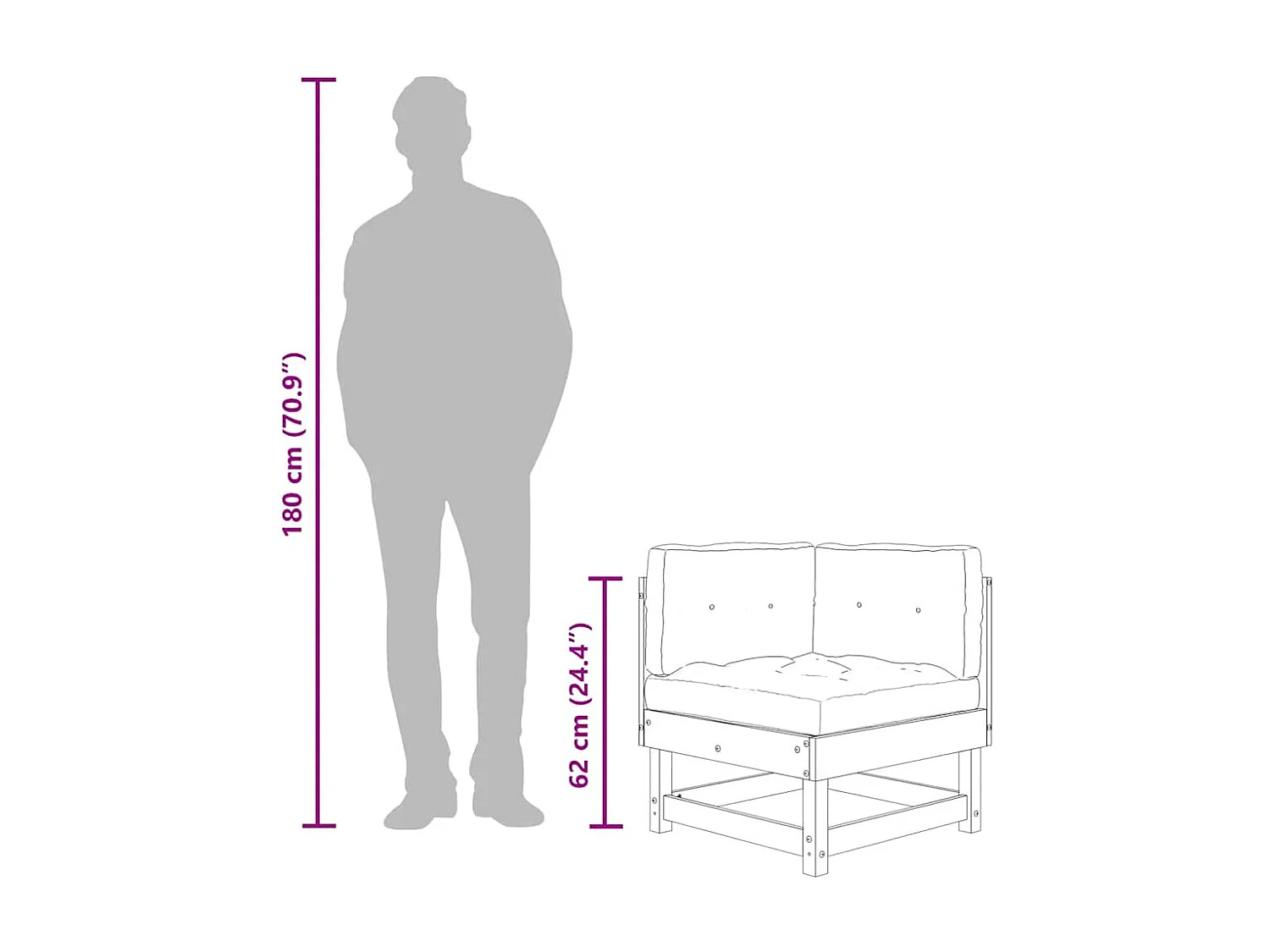 Ecksofas mit Kissen 2 Stk. Weiß Massivholz Kiefer