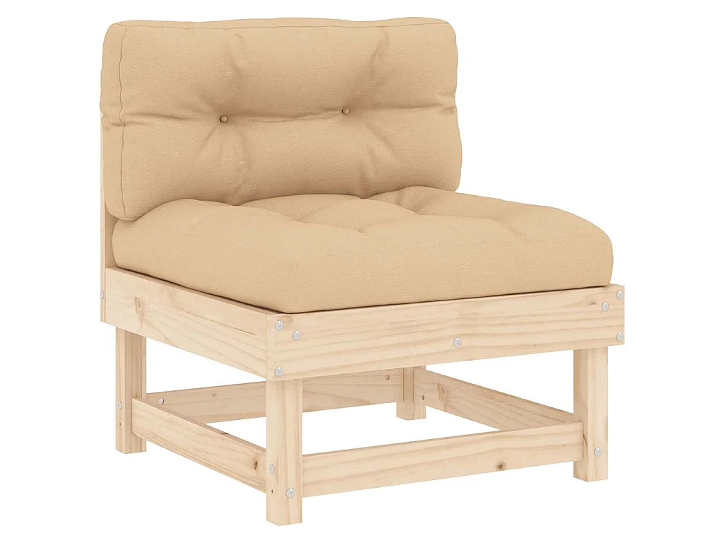Mittelsofas mit Kissen 2 Stk. Massivholz Kiefer