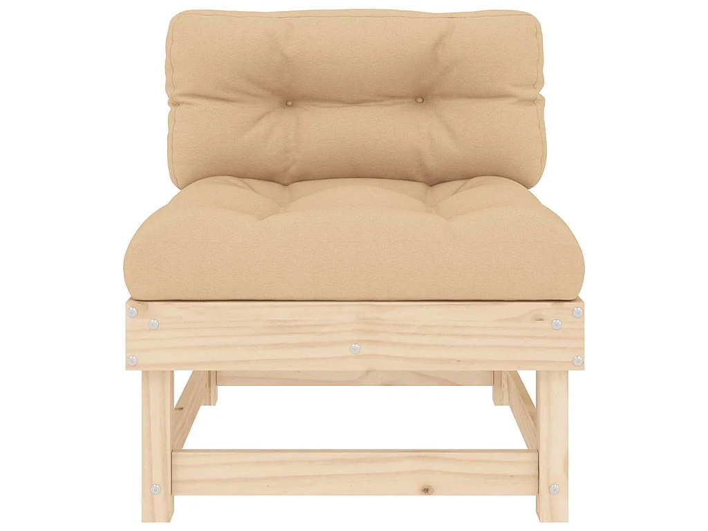 Mittelsofas mit Kissen 2 Stk. Massivholz Kiefer