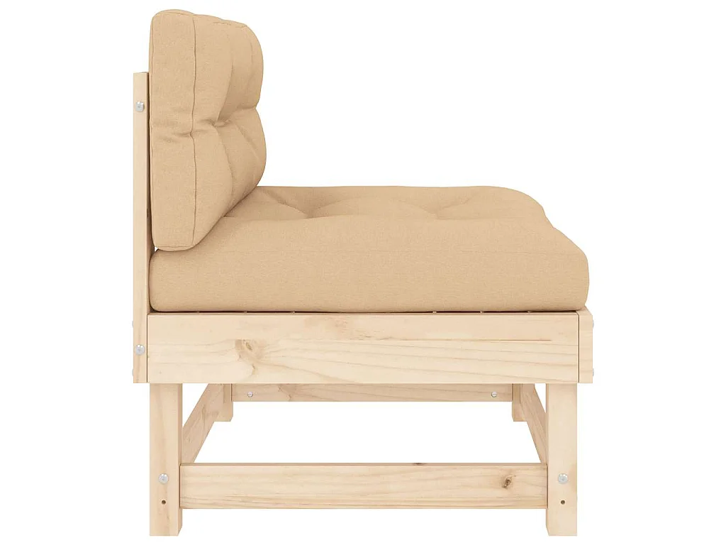 Mittelsofas mit Kissen 2 Stk. Massivholz Kiefer