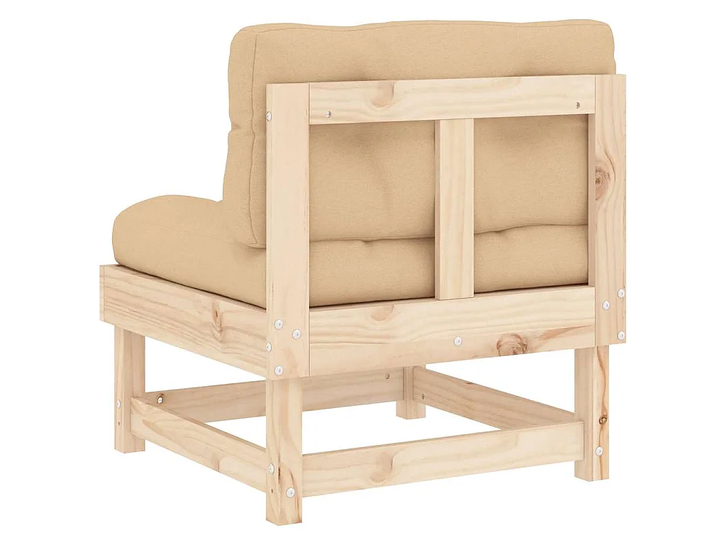 Mittelsofas mit Kissen 2 Stk. Massivholz Kiefer