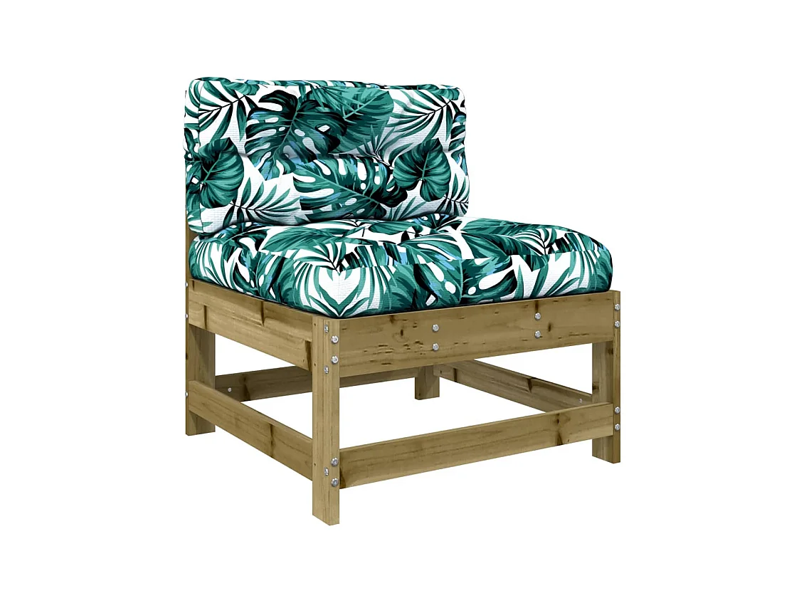 Canapés centraux avec coussins 2 pcs bois de pin imprégné