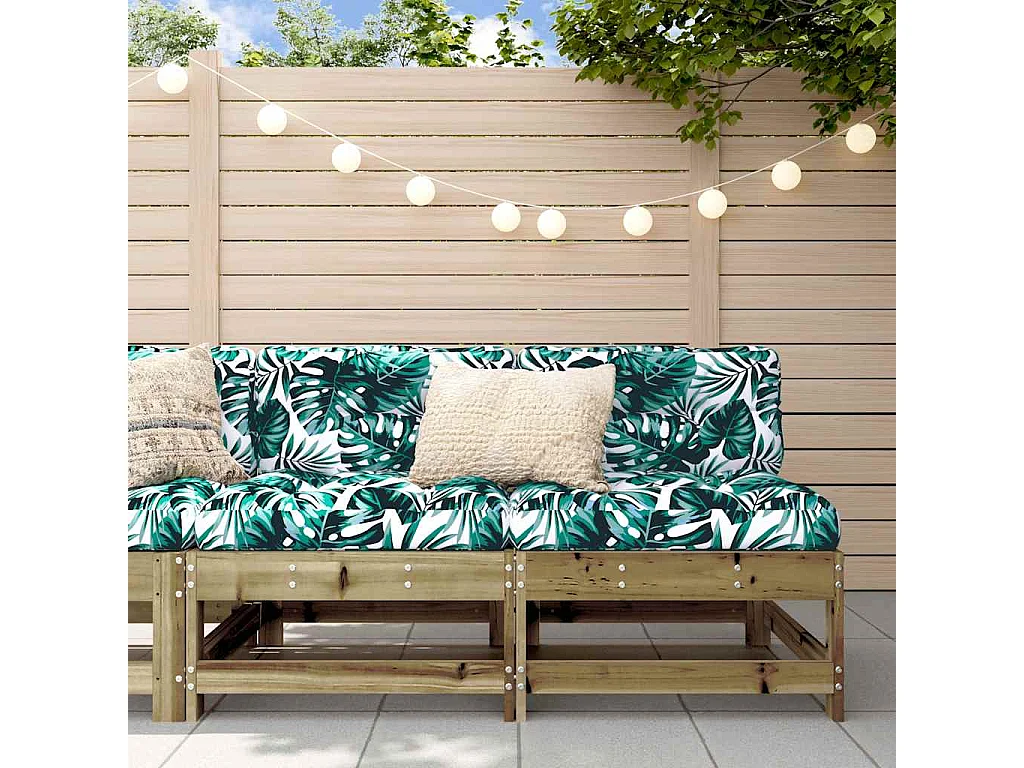 Canapés centraux avec coussins 2 pcs bois de pin imprégné