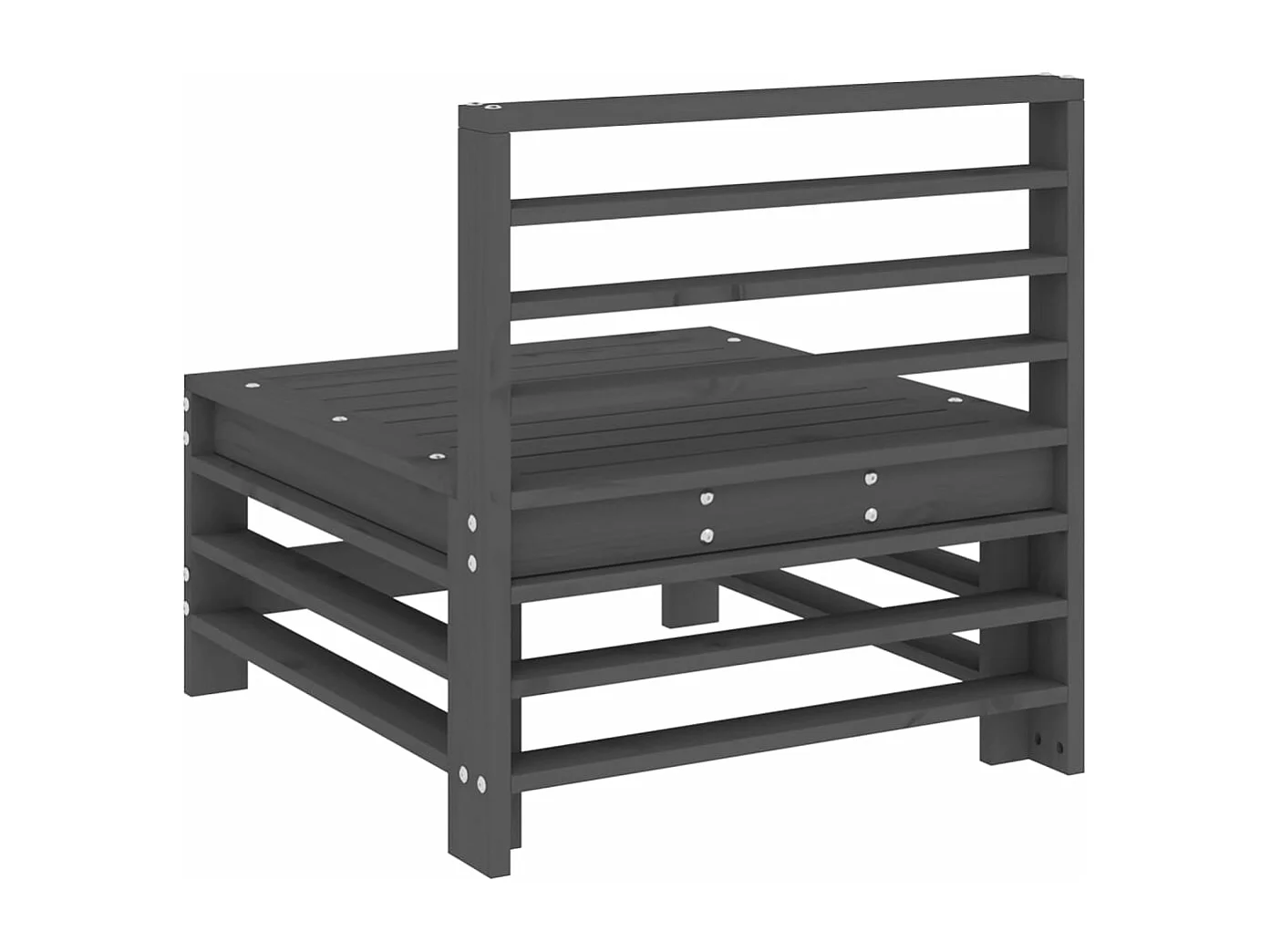 Canapés centraux de jardin 2 pcs gris bois de pin massif