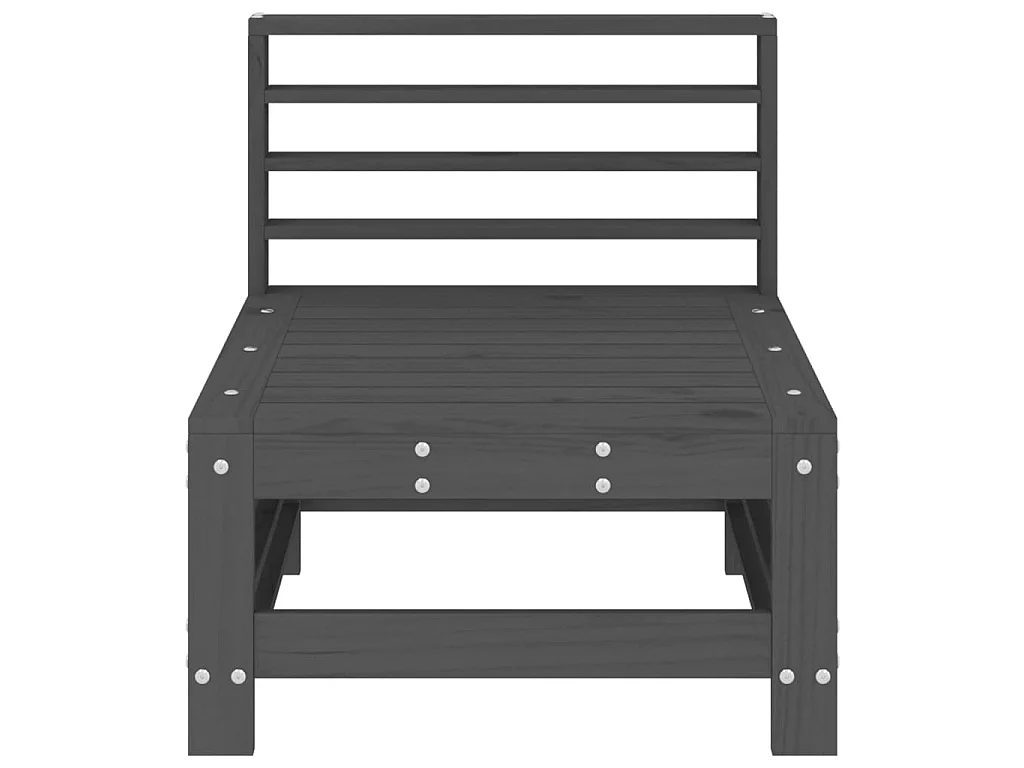 Canapés centraux de jardin 2 pcs gris bois de pin massif