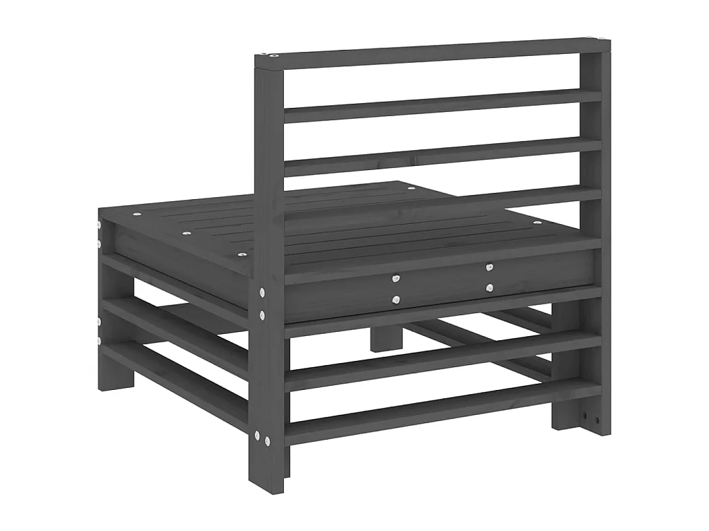 Canapés centraux de jardin 2 pcs gris bois de pin massif