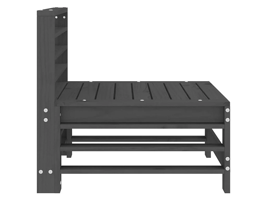 Canapés centraux de jardin 2 pcs gris bois de pin massif