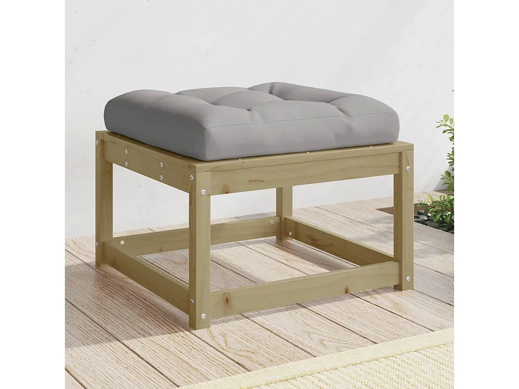 Repose-pied de jardin avec coussins bois de pin imprégné