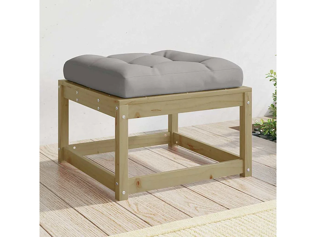 Repose-pied de jardin avec coussins bois de pin imprégné
